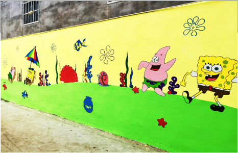 大化幼儿园墙体彩绘—奇妙的色彩搭配